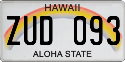 HI license plate ZUD093