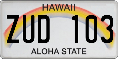 HI license plate ZUD103