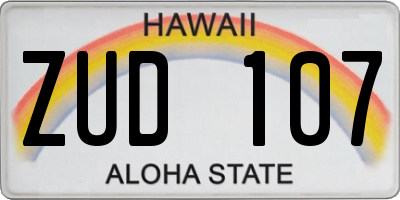 HI license plate ZUD107