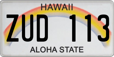 HI license plate ZUD113