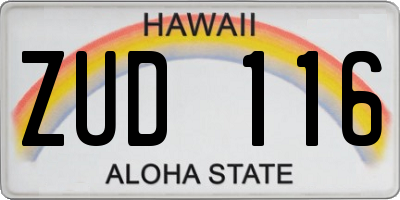 HI license plate ZUD116