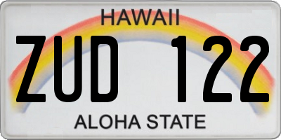 HI license plate ZUD122