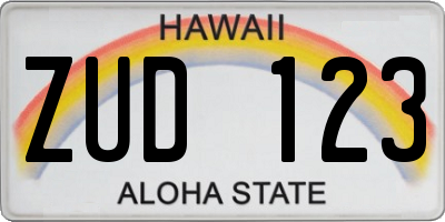 HI license plate ZUD123