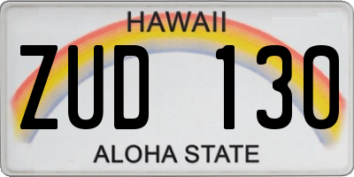 HI license plate ZUD130
