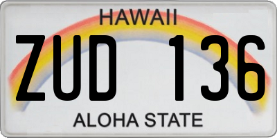 HI license plate ZUD136