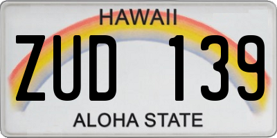 HI license plate ZUD139