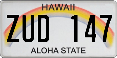 HI license plate ZUD147
