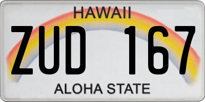 HI license plate ZUD167