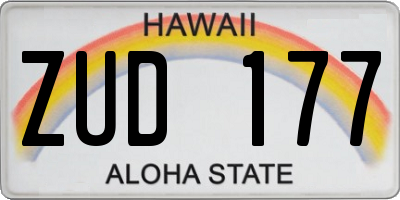 HI license plate ZUD177