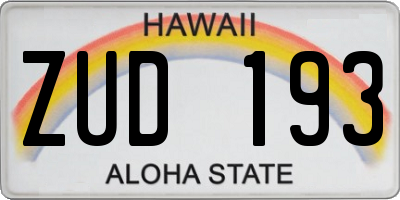 HI license plate ZUD193