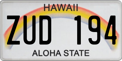 HI license plate ZUD194