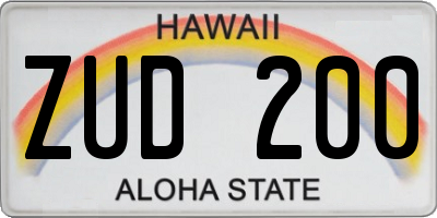 HI license plate ZUD200
