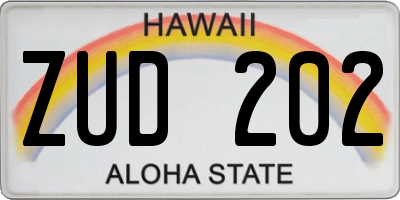 HI license plate ZUD202