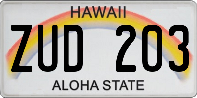 HI license plate ZUD203