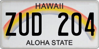 HI license plate ZUD204