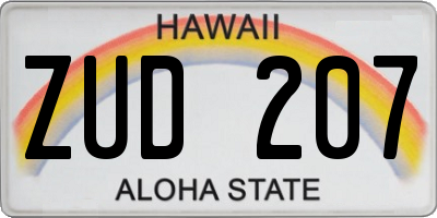 HI license plate ZUD207
