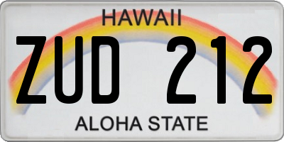 HI license plate ZUD212