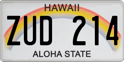 HI license plate ZUD214
