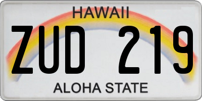 HI license plate ZUD219
