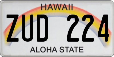 HI license plate ZUD224