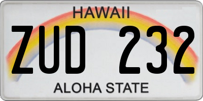 HI license plate ZUD232