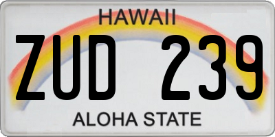 HI license plate ZUD239