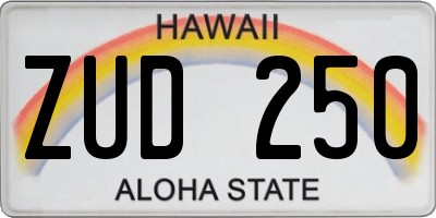 HI license plate ZUD250