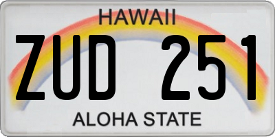 HI license plate ZUD251