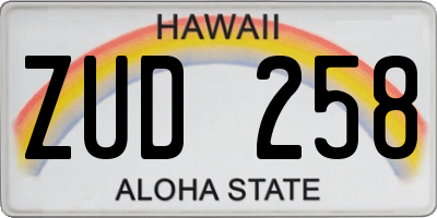 HI license plate ZUD258