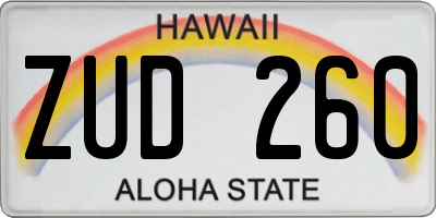 HI license plate ZUD260