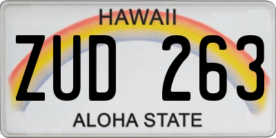 HI license plate ZUD263