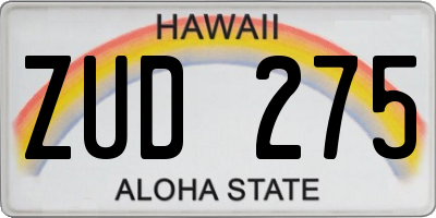 HI license plate ZUD275