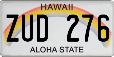 HI license plate ZUD276