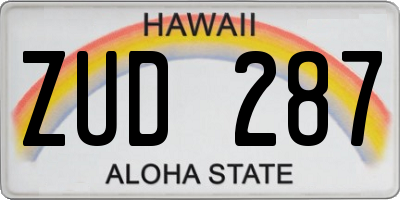 HI license plate ZUD287