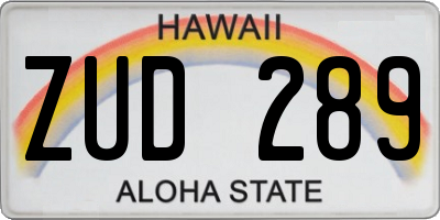 HI license plate ZUD289