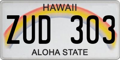 HI license plate ZUD303