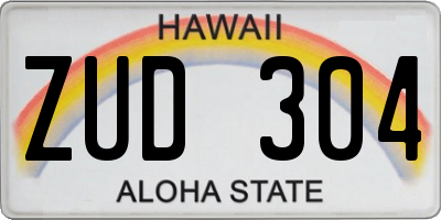 HI license plate ZUD304
