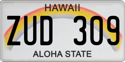 HI license plate ZUD309