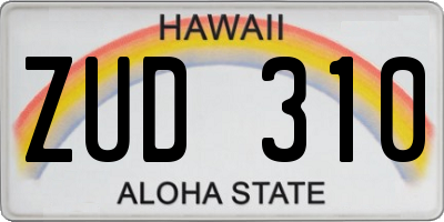 HI license plate ZUD310