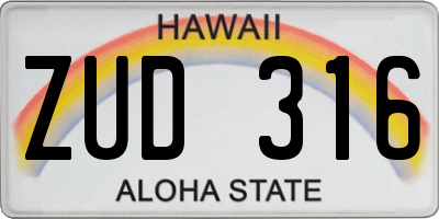 HI license plate ZUD316