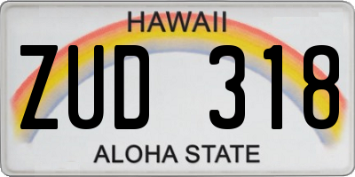 HI license plate ZUD318