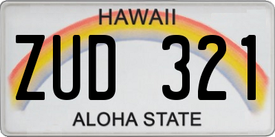 HI license plate ZUD321