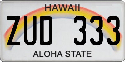 HI license plate ZUD333