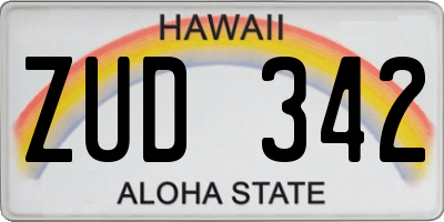 HI license plate ZUD342