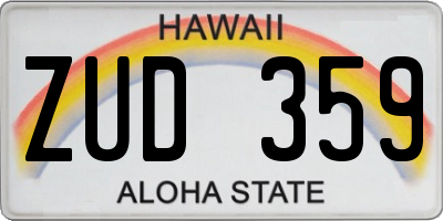 HI license plate ZUD359
