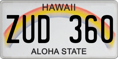 HI license plate ZUD360