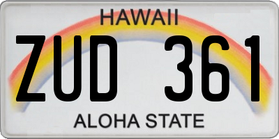 HI license plate ZUD361
