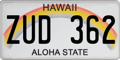 HI license plate ZUD362