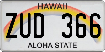 HI license plate ZUD366