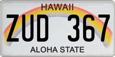 HI license plate ZUD367